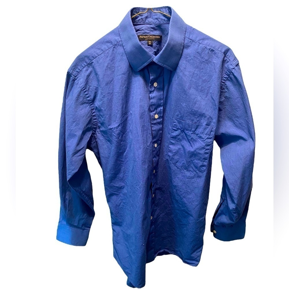 Hathaway Private Collection Blue Men's Dress Shirt 15.5 x 32